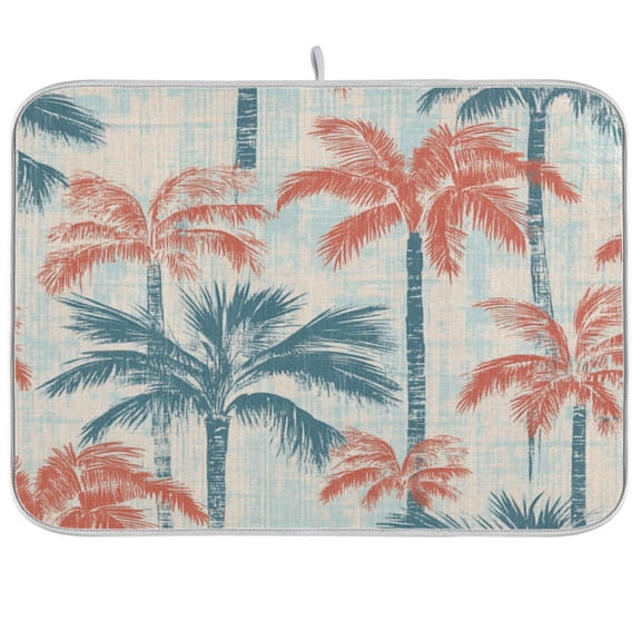 Coral Palm Trees Dish Drying Mat Kitchen Mats Microfiber Counter Absorbent Dish Pad Drainer Rack