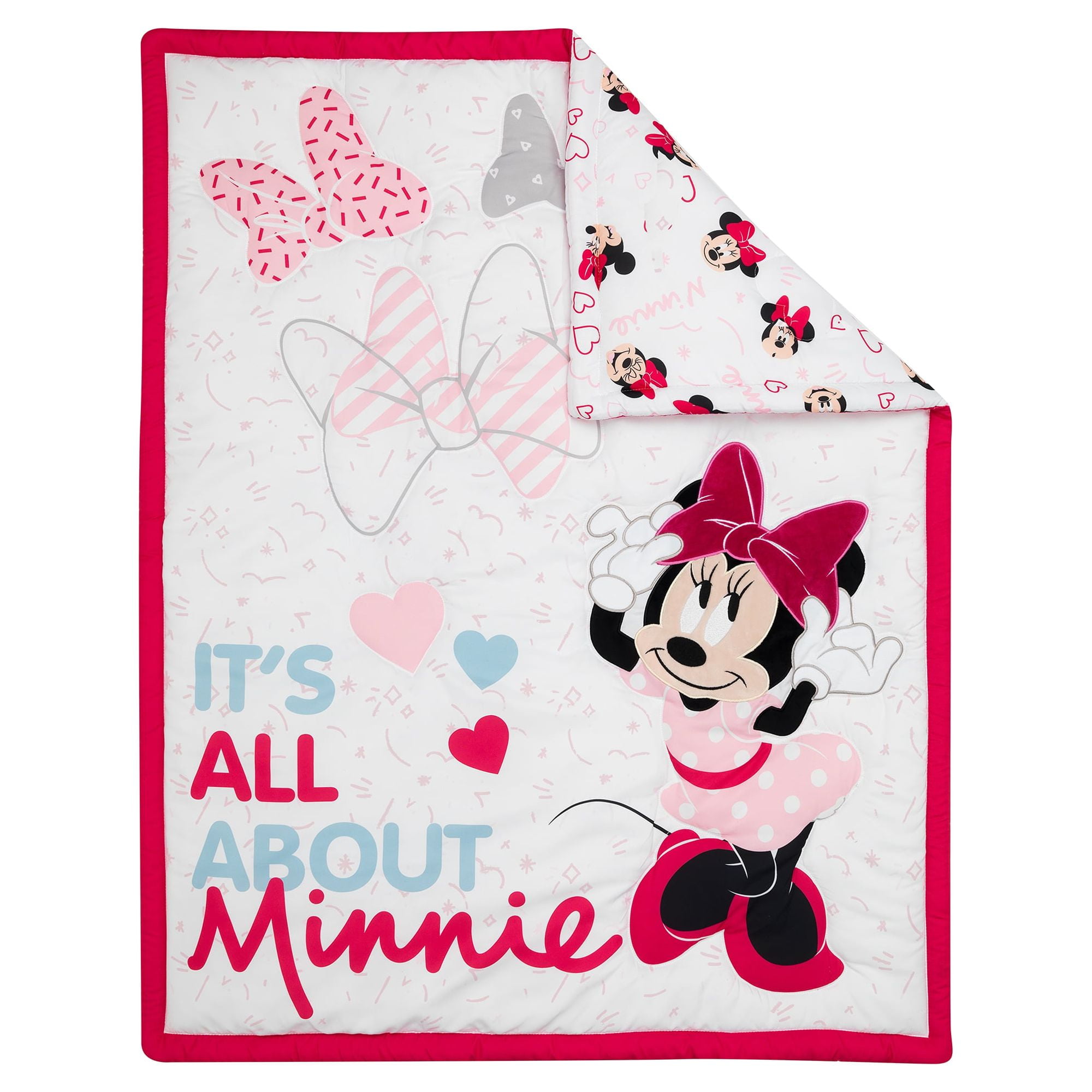 Lambs & Ivy Disney Baby Minnie Mouse Love 3-Piece Pink Nursery Crib Bedding Set