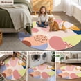 thumbnail image 5 of Round Area Rug 5ft Mid Century Morandi Abstract Geometric Area Rugs Washable Low Pile Floor Carpet for Bedroom, Boho Minimalist Art Non Slip Soft Rugs for Living Room Entryway Dining Room, 5 of 9