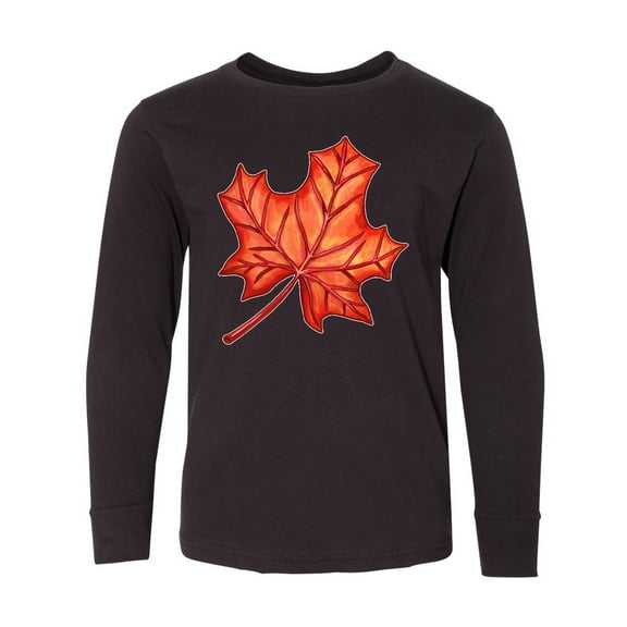 Inktastic Red Canadian Maple Leaf Long Sleeve Youth T-Shirt