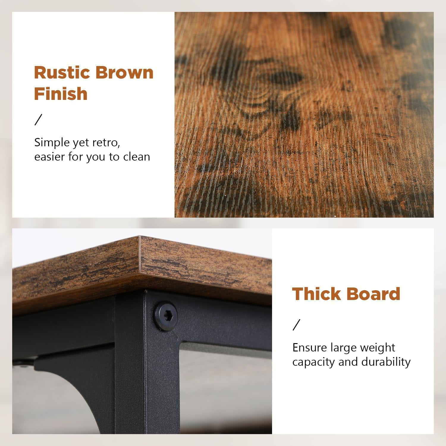 PayLessHere 3 Tier Kitchen Island with Top Solid Structure ,Brown, Dimensions: 47 in L x 25 in W x 37 in H