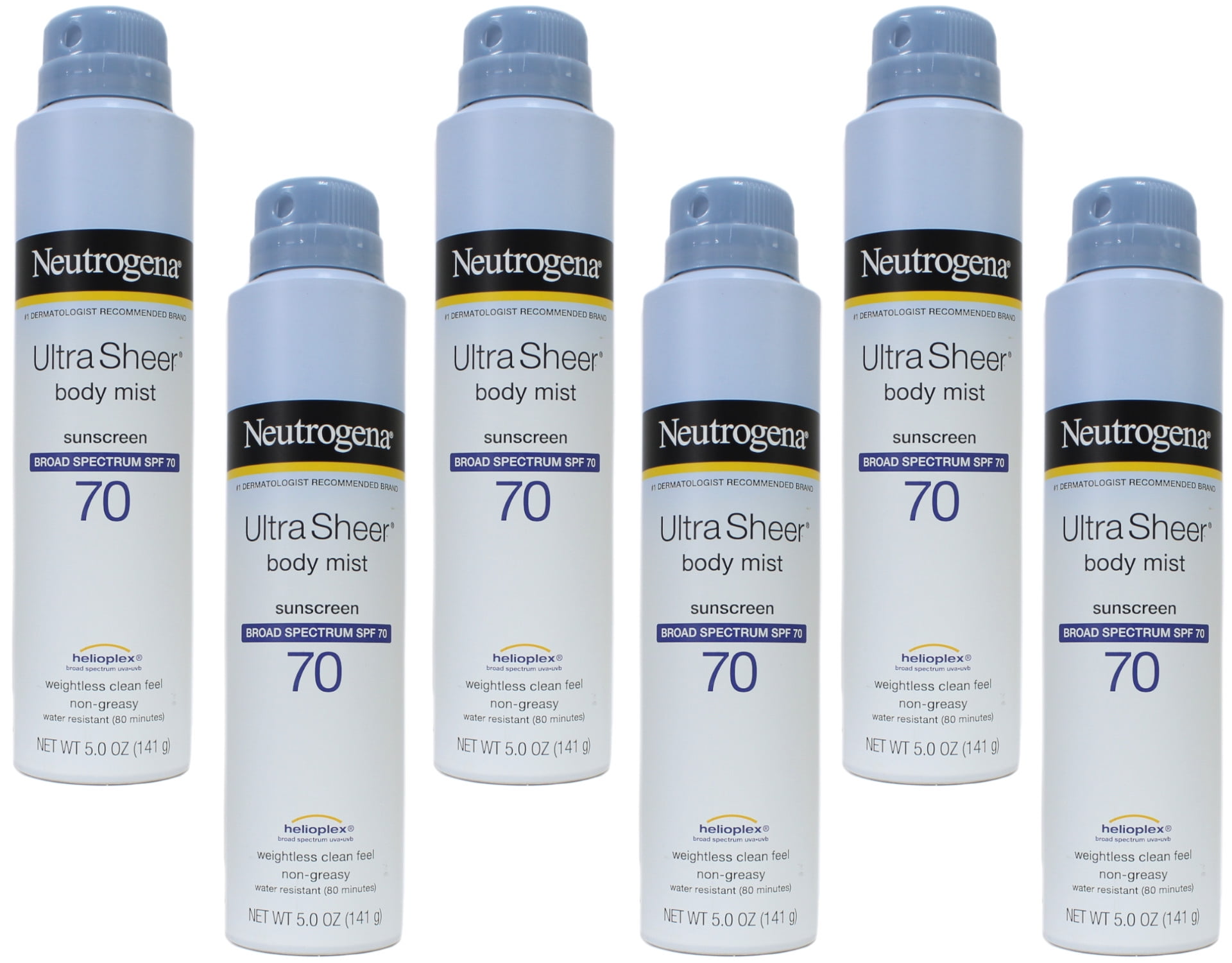 6 Pack Neutrogena Ultra Sheer Body Mist Full Reach Sunscreen Spray