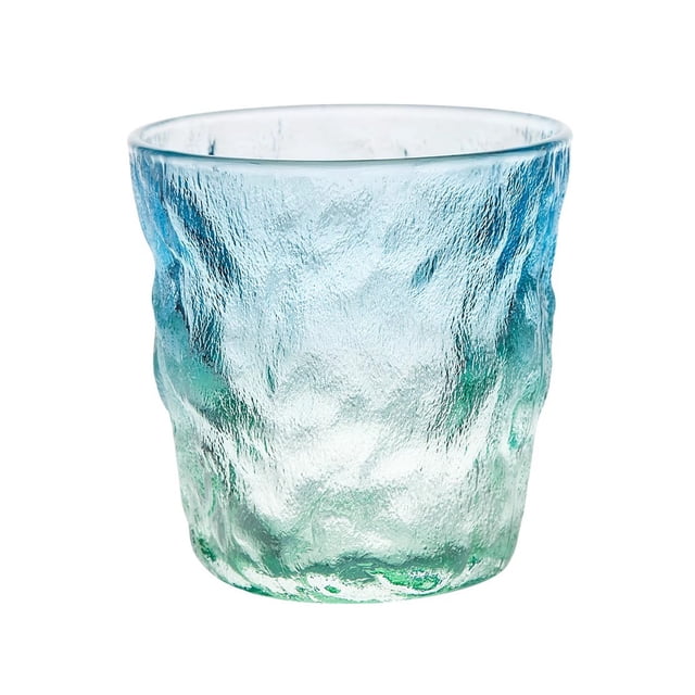 Vasos con diseño de glaciares de colores, vaso de vidrio degradado for agua, leche, jugo, cerveza y cócteles.