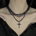 thumbnail image 1 of Necklaces Fashion Sexy Cross Black Multilayer Choker Fashion For Women Gothic Punk Lolita For Girls Pendant Handmade Party, 1 of 4