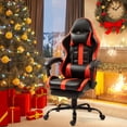 thumbnail image 5 of PU Leather Gaming Chair with Footrest, Ergonomic Computer Chair with Massage Lumbar Support, 5 of 8