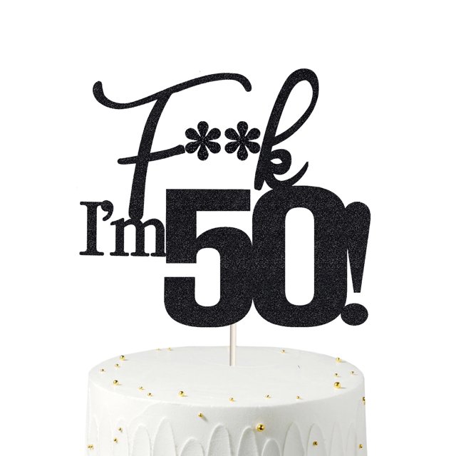 Fiesta de 50 cumpleaños de Cake Topper Veegood Black Glitter