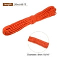 thumbnail image 2 of Uxcell 65Ft 1/3 inch (8mm) Diamond Braided Polypropylene Rope Suitable for Flagpole Camping Crafting, Orange, 2 of 6