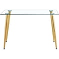 thumbnail image 3 of 47.24in Rectangle Glass Dining Table, Home Dining Table Large Size Dining Room Table with Tempered Glass Tabletop and Plating Metal Legs, Modern Style Table for Home, Kitchen, Dining Room (GoldenA), 3 of 7