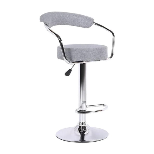 Heavenly Collections Modern Gray fabric Adjustable Swivel Bar Stool, Chrome Pedestal Base, Set of 1