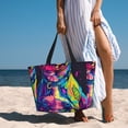 thumbnail image 6 of Daiia Neon Pop Art Pitbull Beach Travel Bag - Water-Resistant Beach Bag, Lightweight Tote with 7 Pockets for Women and Men - Gym,Pool,Camping,Reusable Grocery Bag, 6 of 7