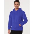 thumbnail image 3 of Sudadera con capucha con forro de felpa para hombre Sudaderas con capucha de manga larga sólida con bolsillo Azul S, 3 of 6