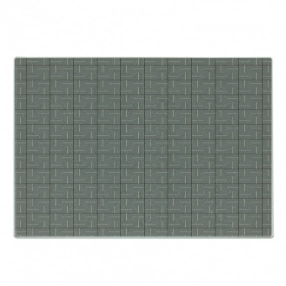 Abstract Cutting Board, Minimal Geometric Vertical and Horizontal Tiles Forming Square Frames, Decorative Tempered Glass Cutting and Serving Board, in 3 Sizes, by Ambesonne