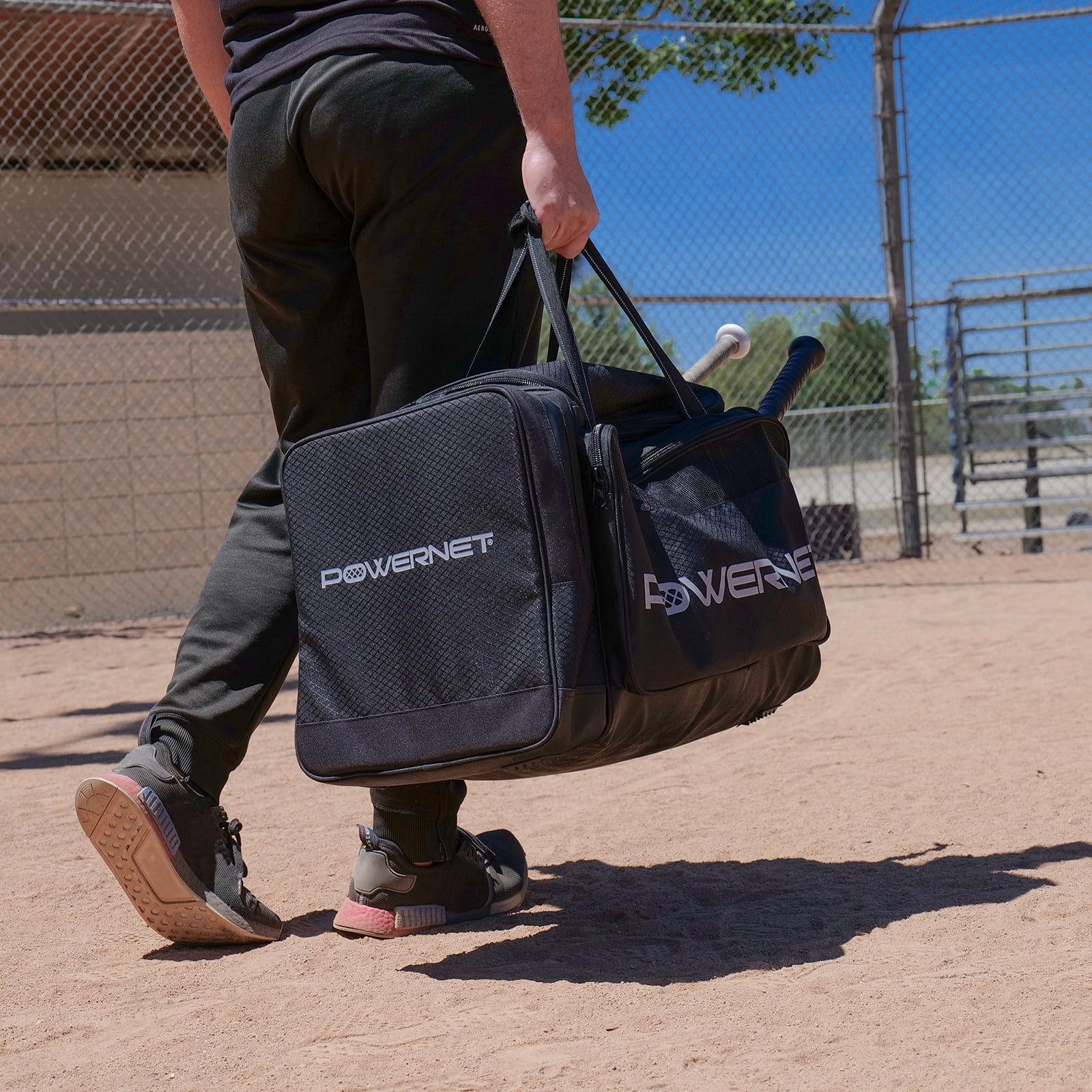 PowerNet Pro Duffle Bag, Softball Baseball Dual Bat Bag, Baseball Gear Shoulder Bag with Cooler Pocket and Padded Shoulder Strap (Duffle Bag, 1-Count)