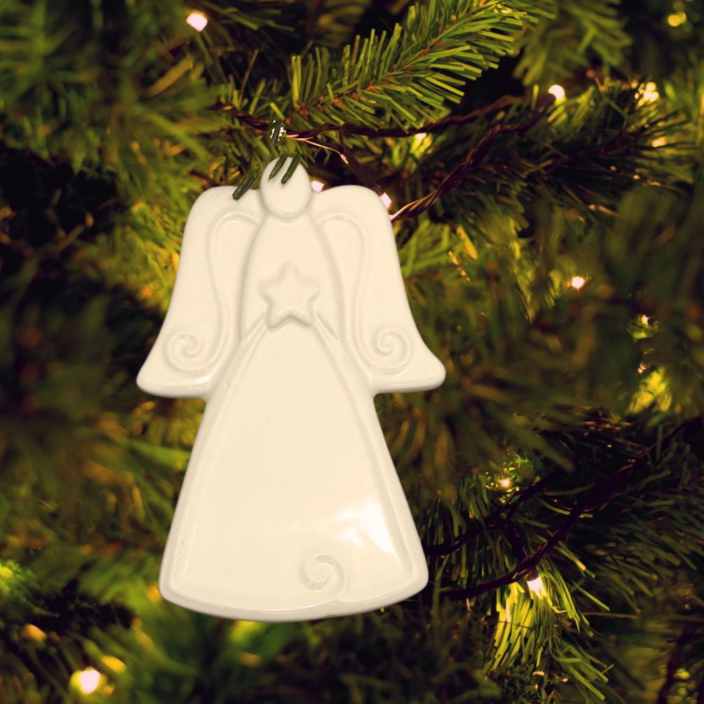 12pc Embossed Porcelain Angel Ornament Set - for Christmas - Factory Direct Craft