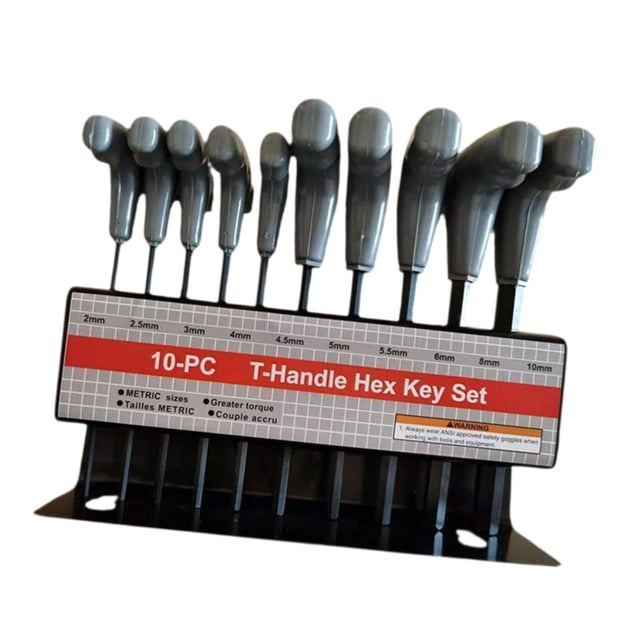 relayinert 10Pcs Generic T Handle Allen Wrench Set Set Hexagon Metric Spanner Metric 10 Pcs