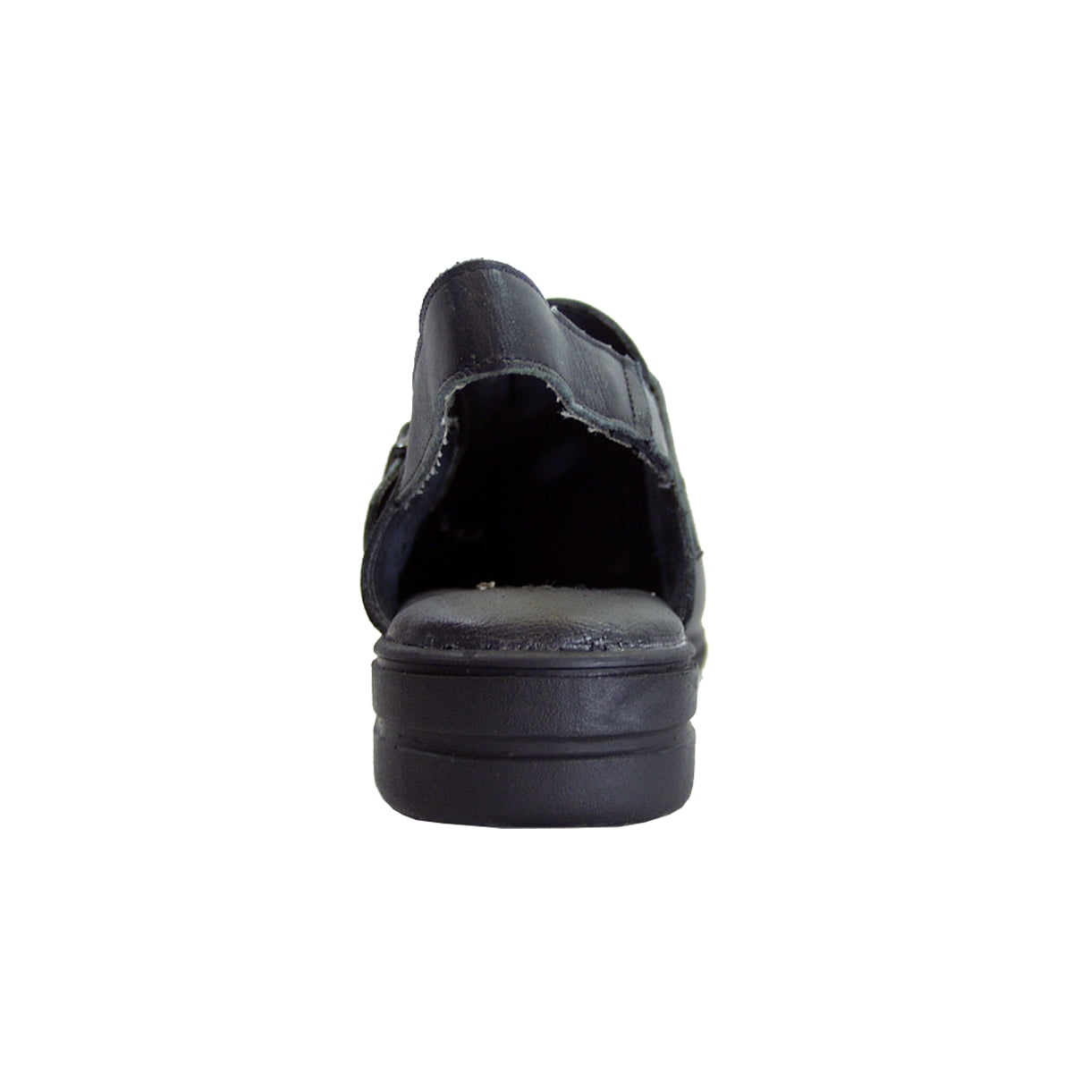 24 HOUR COMFORT Leslie Women's Wide Width Leather Back Strap Clogs BLACK 7.5