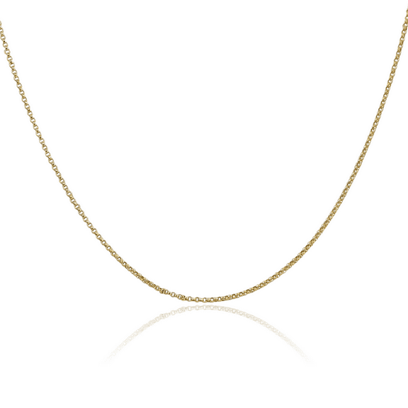 14K Solid Yellow Gold 1.15mm Cable Rolo Link Chain Belcher Necklace