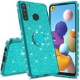 thumbnail image 2 of For Samsung Galaxy A01 Case,Ring Kickstand Glitter Cute Bling Cover for Girls Women Diamond Sparkly Compatible Case For Galaxy A01 Phone Cases - Teal, 2 of 5