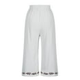 thumbnail image 2 of UPPADA Capri Pants for Women High Waisted Wide Leg Linen Palazzo Trousers Pull on Elastic Loose Flowy Pants Embroidery Lounge Pants Boho Beach Crop Pants with Pockets Clearance Sale White,M, 2 of 5