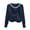 Navy, variant on BLVB Womens Going out Satin Tops Pearl Elegant Silky Office Work Shirts Long Sleeve Evening Party Blouses