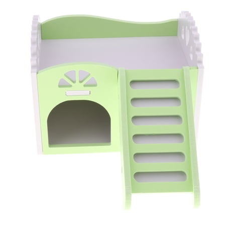EHJRE Pet Hamster Rat Small Animal Castle Sleeping House Nest Exercise Toy 2 Layers With Stair Design Green