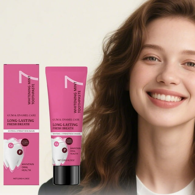 Pasta dental con menta que refresca el aliento, aclara los dientes, reduce las manchas y refresca el aliento para el cuidado y la salud del esmalte. Pasta dental blanqueadora.