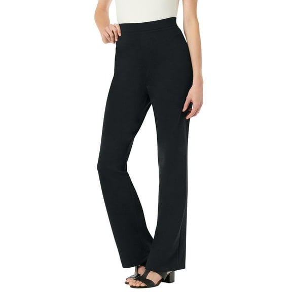 Woman Within Plus Size Petite Stretch Ponte Knit Pull-On Bootcut Pants