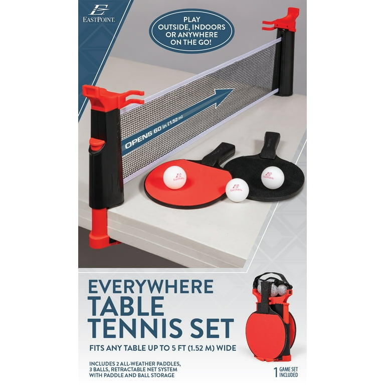 Anywhere Sports - Juego de tenis de mesa de ping pong portátil para uso en  interiores o exteriores, incluye dos paletas, seis bolas, bolsa de