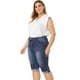 thumbnail image 4 of Jeans Capri Plus Size Agnes Orinda Ripped Casual Chambray Denim Blue 2X, 4 of 7