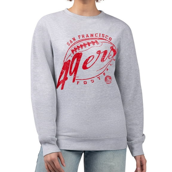 Women's G-III 4Her by Carl Banks Gray San Francisco 49ers Distressed Graphics Fleece Pullover Sweatshirt