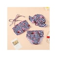 thumbnail image 3 of Qiylii 3Pcs Toddler Baby Girl Split Swimsuits Outfits Infant Bathing Halter Tops Bikini Shorts Set Swimwear Hat Sunsuit, 3 of 9