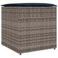 thumbnail image 2 of vidaXL Storage Box Grey and Navy Blue Rattan and Fabric Cushion Medium, 2 of 3