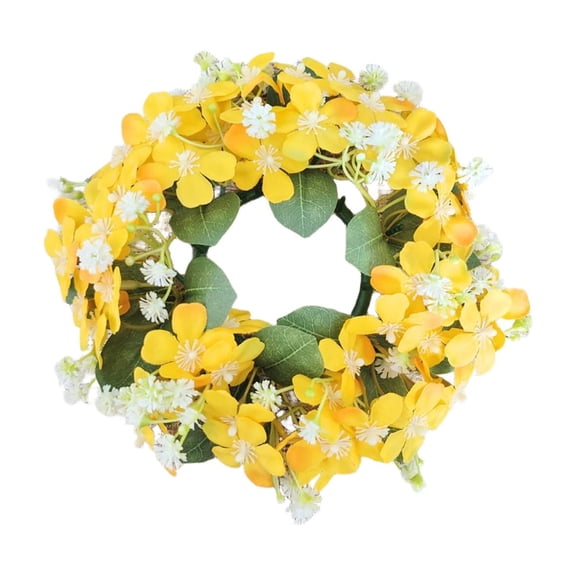 Leodye 1PCS Wildflower Wreath Candle Holders Multi-Flower Style Artificial Floral Ornament for Wedding Home Living Room Photo Props -7.87in
