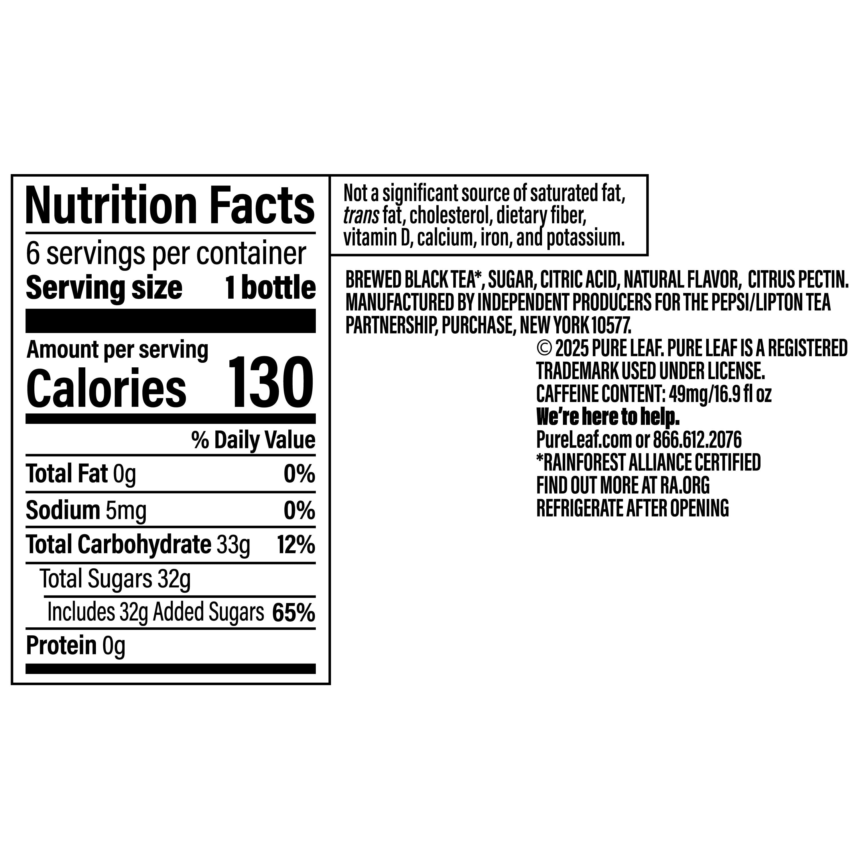 (3 pack) Pure Leaf Real Brewed Tea Blackberry 16.9 Fl Oz, 6 Count