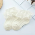 thumbnail image 2 of Wyobmus Girls Ruffle Socks Frilly Lace Socks Princess Dress Socks Soft Cotton Walking Floor Socks for Toddler Kids Girls C-White*, 2 of 4