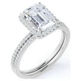 thumbnail image 4 of JeenMata 1.50 Carat emerald cut Moissanite Halo Bridal Set in 18k White Gold Over Silver, 4 of 7