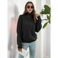 thumbnail image 3 of Women'S Turtle Neck Long Sleeve Knitted Cardigan Autumn and Winter Loose Knitted Cardigan with Zipper Black S, 3 of 7