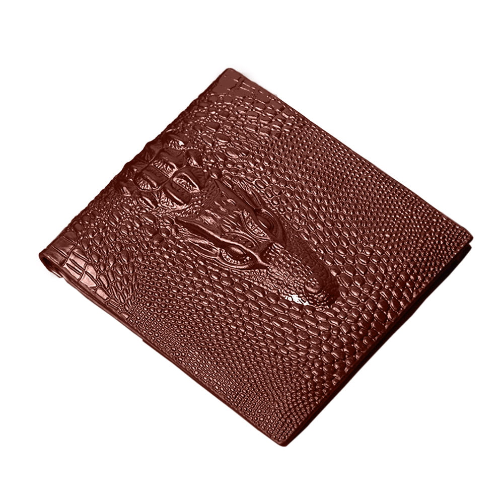 Men Vintage Genuine Leather Short Wallet Crocodile Alligator Card Holder Classic 
