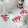 thumbnail image 3 of Summer Bathroom Rugs Set Red Flowers Pastoral Butterfly Non Slip Absorbent Soft Bath Mats 3 Piece Set with Bathroom Rug, U-Shaped Floor Mat, Toilet Seat Cover Small Size, 3 of 9