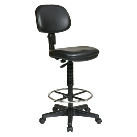 Economical Vinyl Adjustable Drafting Chair, Black Vinyl
