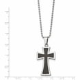thumbnail image 3 of Stainless Steel Polished With Carbon Fiber Inlay Cross 22In Necklace Made In China -Jewelry By Sweet Pea, 3 of 7