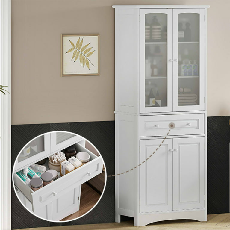 Tall Bathroom Storage Cabinet Home 64” Height Freestanding Linen