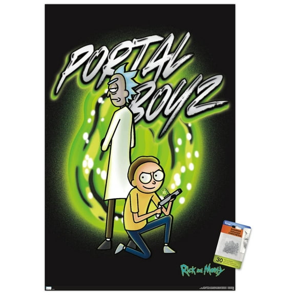 Rick And Morty - Portal Boyz Wall Poster with Pushpins, 22.375" x 34"