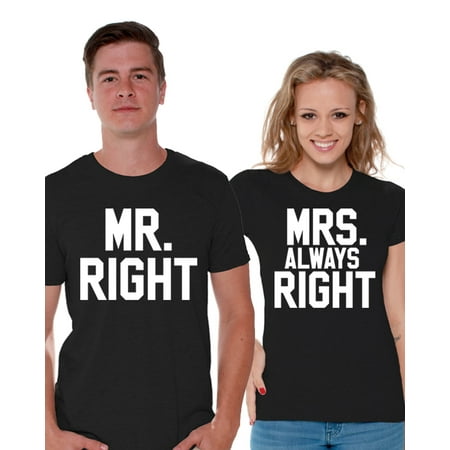 Awkward Styles Mr. Right Mrs. Always Right Couple Shirts Matching Mr and Mrs T Shirts for Couples Valentine's Day Outfit Gift for Husband and Wife Funny Couple Shirts Anniversary Gifts for