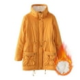 thumbnail image 2 of Lixiuxyad Winter Warm Puffer Jacket Women's Long Hooded Coat With Fleece Winter Warm Jacket With Pockets Stylish Outerwear For Cold Weather Yellow, 2 of 3