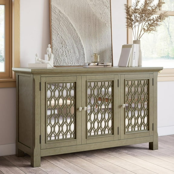 Jofran Isabella 54" Luxury Mirrored Accent Storage Cabinet