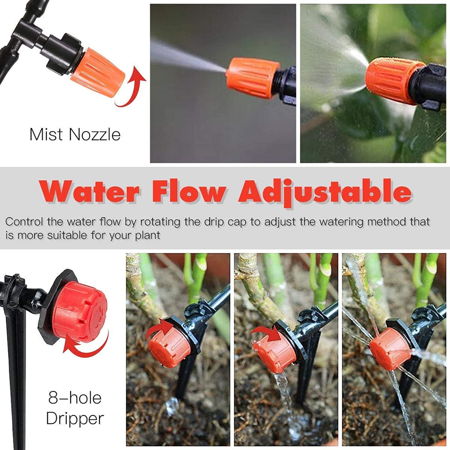 XEENSO 100ft Misting Drip Irrigation System Plant Timer, Self Garden Watering Hose Spray, Efficient Adjustable Drip Irrigation Kit for Self Garden Watering
