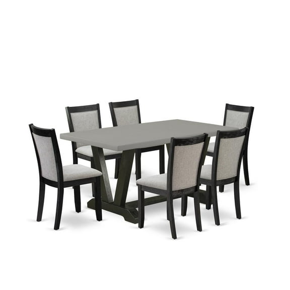 V696MZ606-7 7Pc Dining Set - Rectangular Table and 6 Parson Chairs - Multi-Color Color
