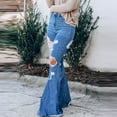 thumbnail image 5 of Fjofpr Womens Jeans Flare Legs Clearance High Waisted Jeans for Women Womens Jeans Trendy Fall 2024 Hole Jeans for Women Fashion Women Long Pants Casual Distressed Pants High Waist Flare Pants, 5 of 8