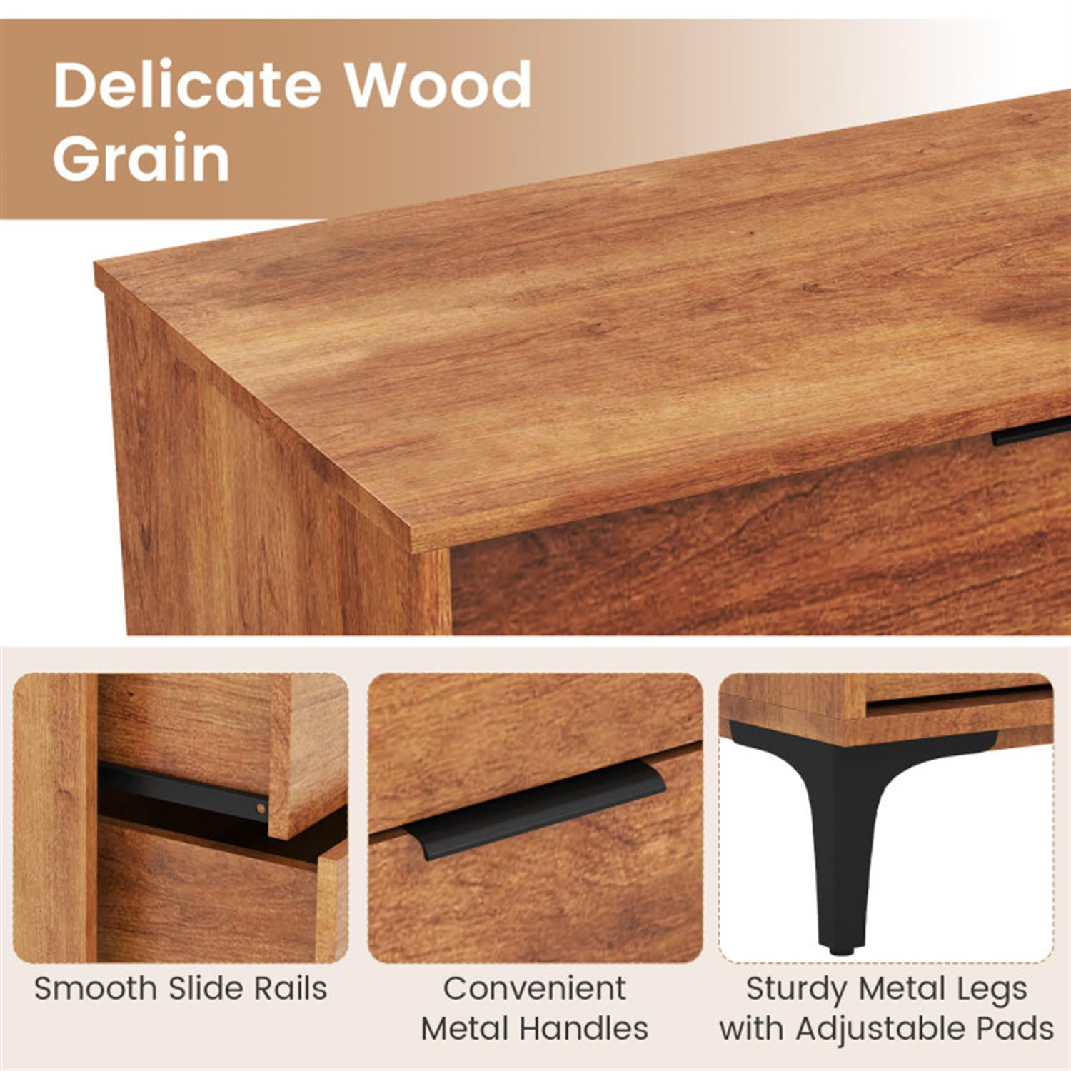 Demi Bonn 3-Drawer Dresser withterlock System, Modern Multipurpose Chest Furniture for Bedroom, Hallway, Entryway, Brown